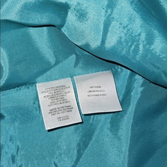 AK Anne Klein Single Button Blazer Aqua/Turquoise Blue Size 10 - Picture 4 of 8